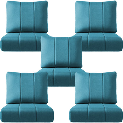 Luxury Patio Seat Cushion Set of 5 – 24"x24"x6" Water-Resistant Cushions for Patio Chairs, Sofas & Outdoor Sectionals