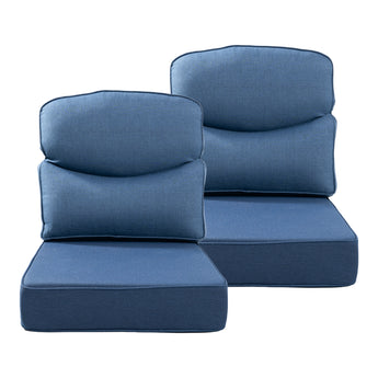 Belord patio deep seat cushion with 6-inch thickness, 24x24 inches, olefin fabric cover, in a modern outdoor setting