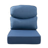 Belord patio deep seat cushion with 6-inch thickness, 24x24 inches, olefin fabric, removable cover in blue color.