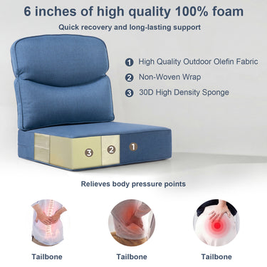 Belord 6-inch thick deep seat patio cushions set with removable covers, high-density sponge, fade-resistant outdoor cushions.