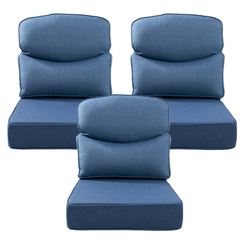 Belord patio deep seat cushion with 6-inch thickness, 24x24 inches, olefin fabric, removable cover in various colors.