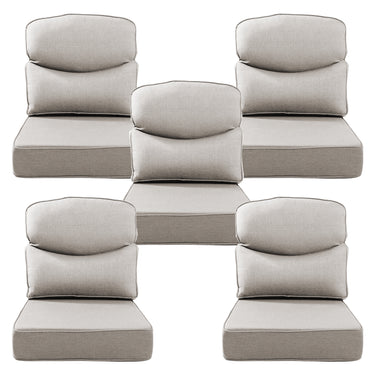 Belord patio deep seat cushion with 6-inch thickness, 24x24 inches, olefin fabric, and removable cover in various colors.