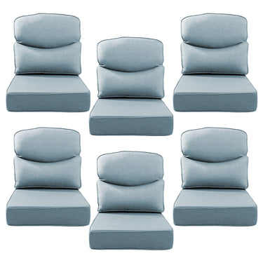 Belord patio deep seat cushion, 6-inch thick, 24x24 inches, olefin fabric with removable cover in various colors.