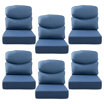 Belord patio deep seat cushions with 6-inch thickness, 24x24 inches, olefin fabric, removable cover in various colors.