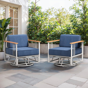 BINGLI Series: 2-Piece Swivel Chair - Premium 6 Inch Thick Cushions - Weatherproof Rotating Patio Furniture - Belord