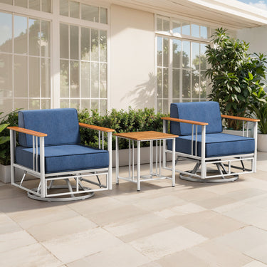 Premium Outdoor Swivel Chair Set - 6" Thick Cushioned Patio Lounge Chair with Side Table, BINGLI - Belord