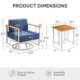 Premium Outdoor Swivel Chair Set - 6" Thick Cushioned Patio Lounge Chair with Side Table, BINGLI - Belord