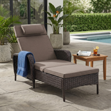 Belord outdoor wicker chaise lounge with 5-position adjustable backrest, suitable for patio conversation sets, supports 500 lbs.