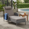Belord outdoor wicker chaise lounge from the NTC series with 5-position adjustable backrest and 500 lb capacity.