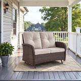 Belord outdoor wicker loveseat bench with two seats, perfect for patios and gardens, part of the NDS series.