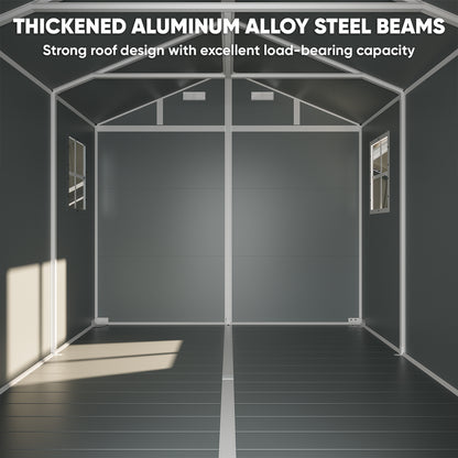 8x10 FT Outdoor Resin Storage Shed with Floor, Durable Plastic Garden Storage Shed for Patio, Backyard & Lawn