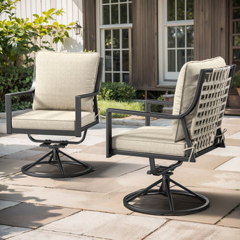 Set of 2 Luxury 360° Swivel Patio Dining Chairs - Belord