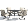 Grand Patio Set 5-Piece with 1 Black Square Iron Table and 4 Swivel Dining Chairs - Belord