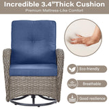 Swivel Glider Chairs Set with Side Table and Ottoman, NDS Series - Belord