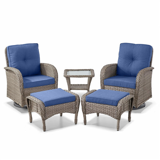 Swivel Glider Chairs Set with Side Table and Ottoman, NDS Series