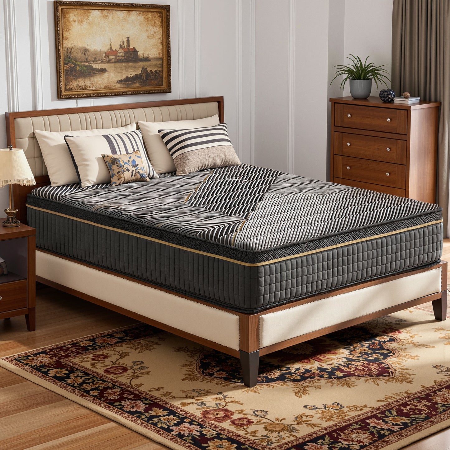 12 Inch Hybrid Mattress in Twin, Full, Queen, King - Medium Firm Support with Memory Foam and Springs