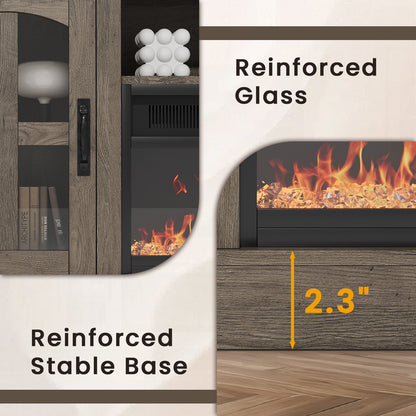 Save 50% - Belord 70.9-Inch Electric Fireplace TV Stand for TVs up to 80 Inches, Wooden Media Console with 1500W 38.2-Inch Fireplace