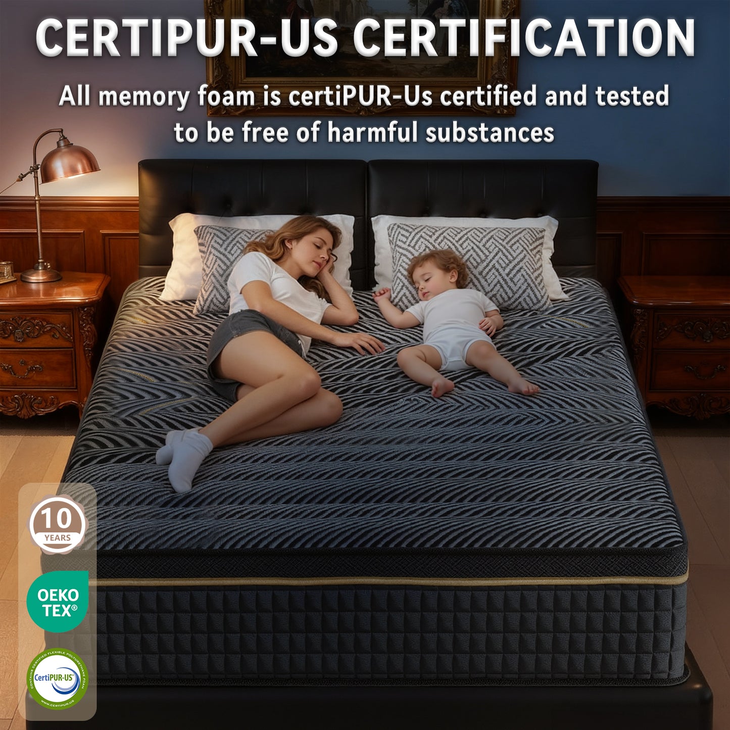 12 Inch Hybrid Mattress in Twin, Full, Queen, King - Medium Firm Support with Memory Foam and Springs