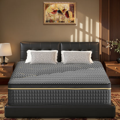 12 Inch Hybrid Mattress in Twin, Full, Queen, King - Medium Firm Support with Memory Foam and Springs