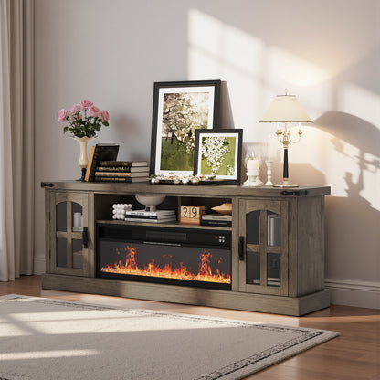 Save 50% - Belord 70.9-Inch Electric Fireplace TV Stand for TVs up to 80 Inches, Wooden Media Console with 1500W 38.2-Inch Fireplace