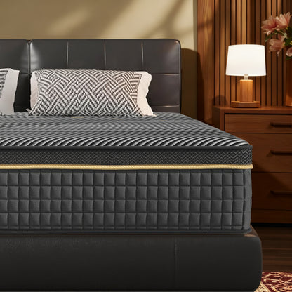 12 Inch Hybrid Mattress in Twin, Full, Queen, King - Medium Firm Support with Memory Foam and Springs