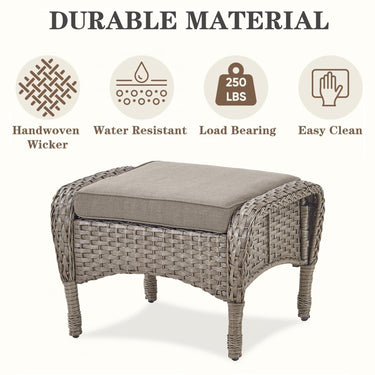 Patio Conversation Set 6-Piece with Glider Loveseat, Rocking Chairs, Side Table, and Ottoman, NDS Series - Belord