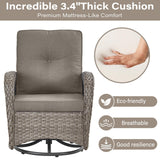 Swivel Glider Chairs Set with Side Table and Ottoman, NDS Series - Belord