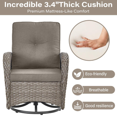 Swivel Glider Chairs Set with Side Table and Ottoman, NDS Series - Belord