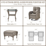 Swivel Glider Chairs Set with Side Table and Ottoman, NDS Series - Belord