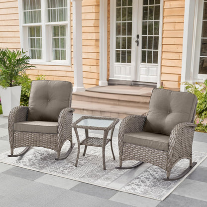 Wicker Rocking Chairs Set with Side Table, NDS Series