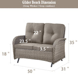 Outdoor Wicker Glider Loveseat, NDS Series - Belord