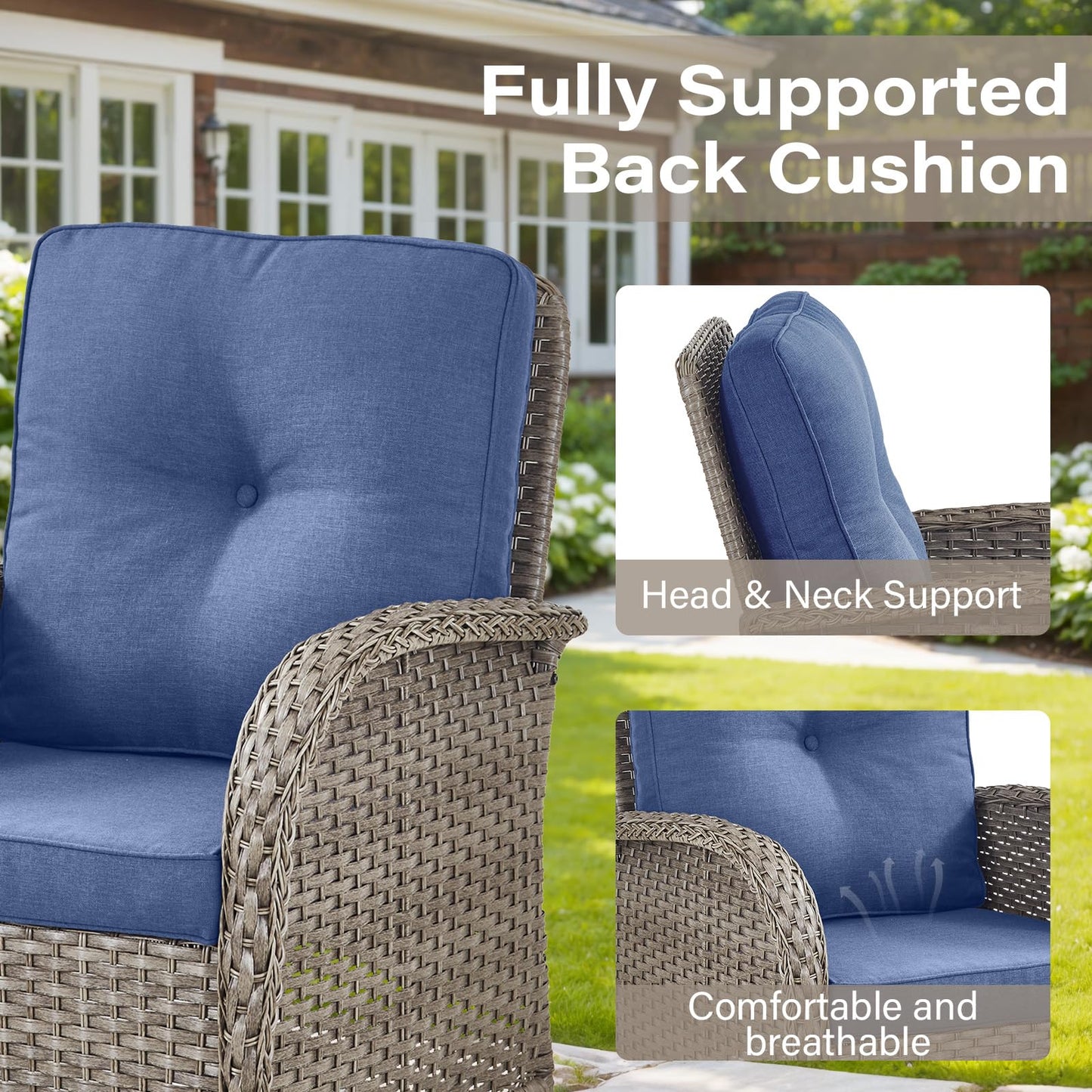 Wicker Rocking Chairs Set with Side Table, NDS Series