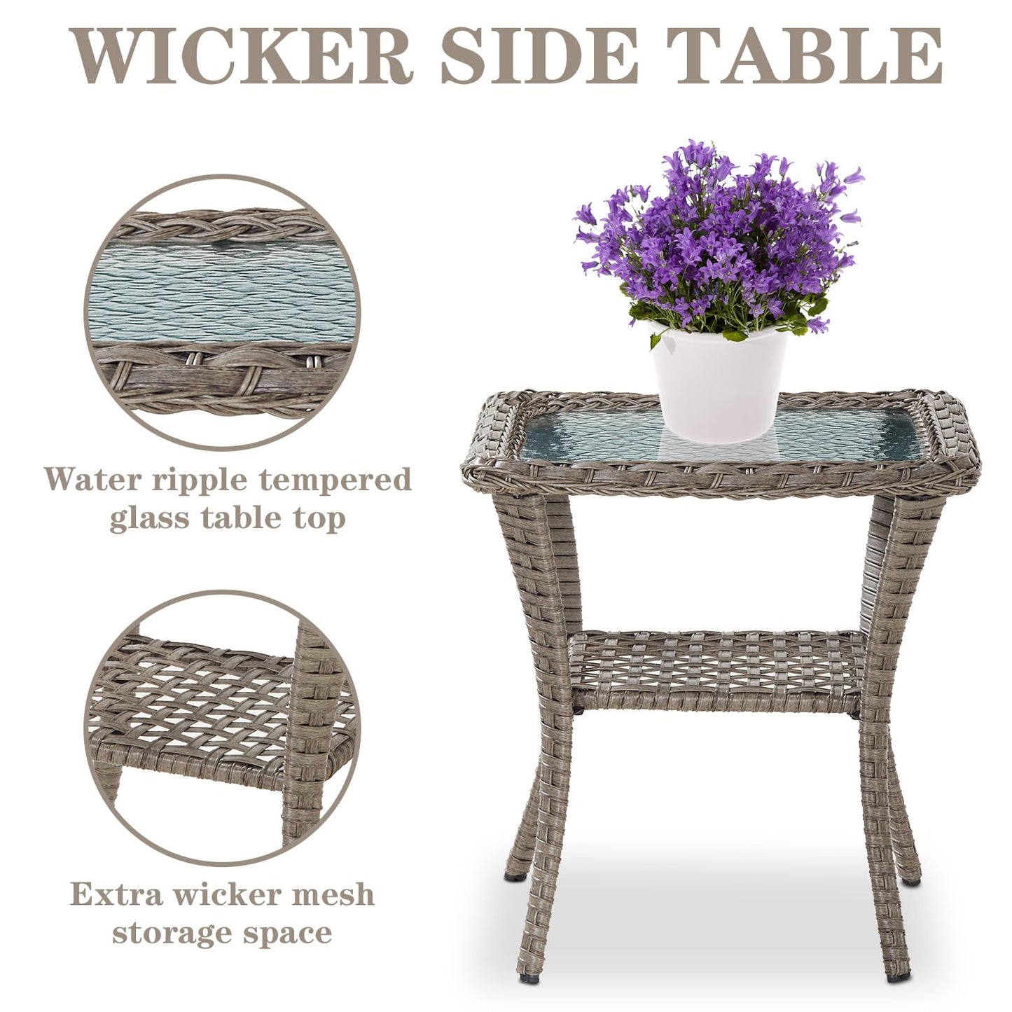 Wicker Rocking Chairs Set with Side Table, NDS Series