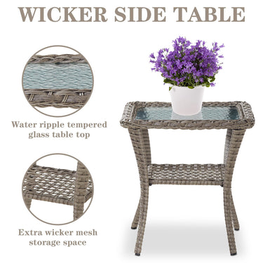 Wicker Rocking Chairs Set with Side Table, NDS Series - Belord