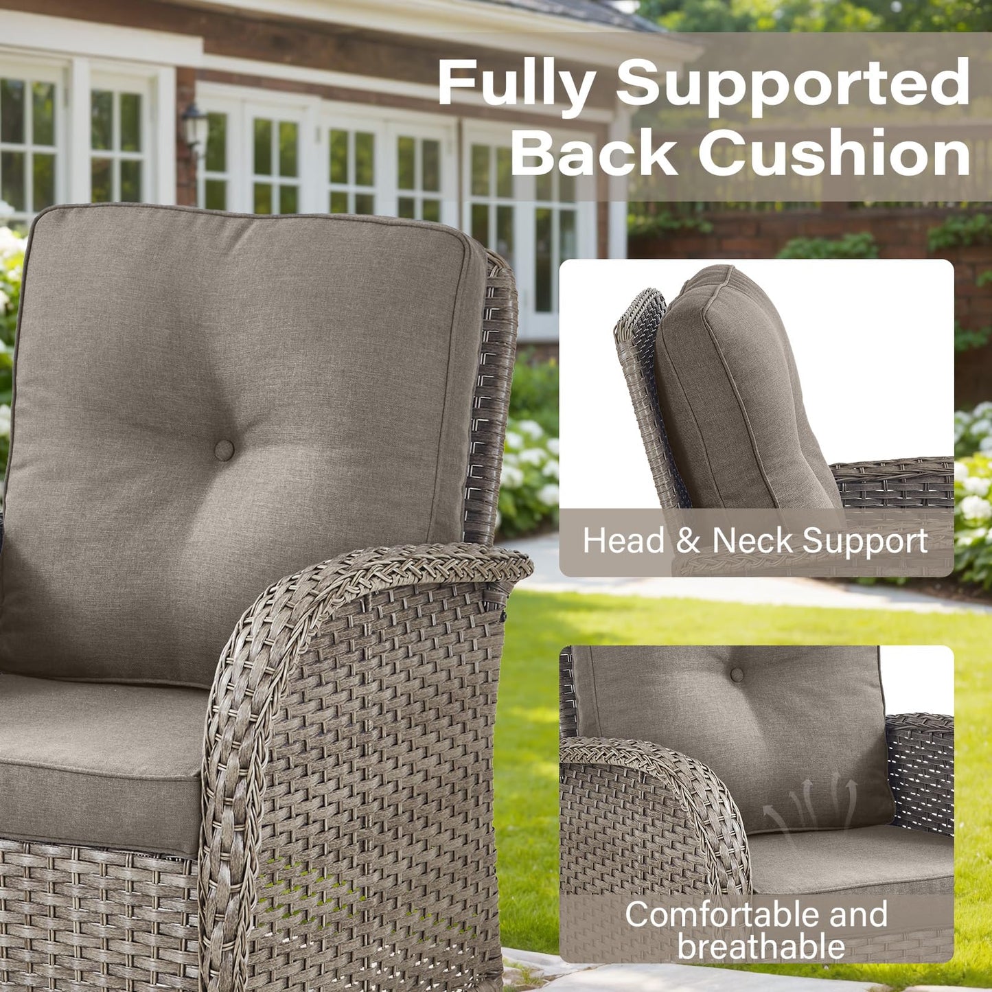 Wicker Rocking Chairs Set with Side Table, NDS Series