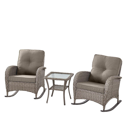 Wicker Rocking Chairs Set with Side Table, NDS Series