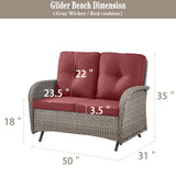 Outdoor Wicker Glider Loveseat, NDS Series - Belord