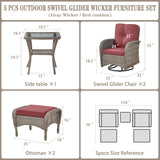 Swivel Glider Chairs Set with Side Table and Ottoman, NDS Series - Belord