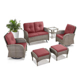 Patio Conversation Set 6-Piece with Glider Loveseat, Swivel Glider Chairs, Side Table, and Ottoman, NDS Series - Belord