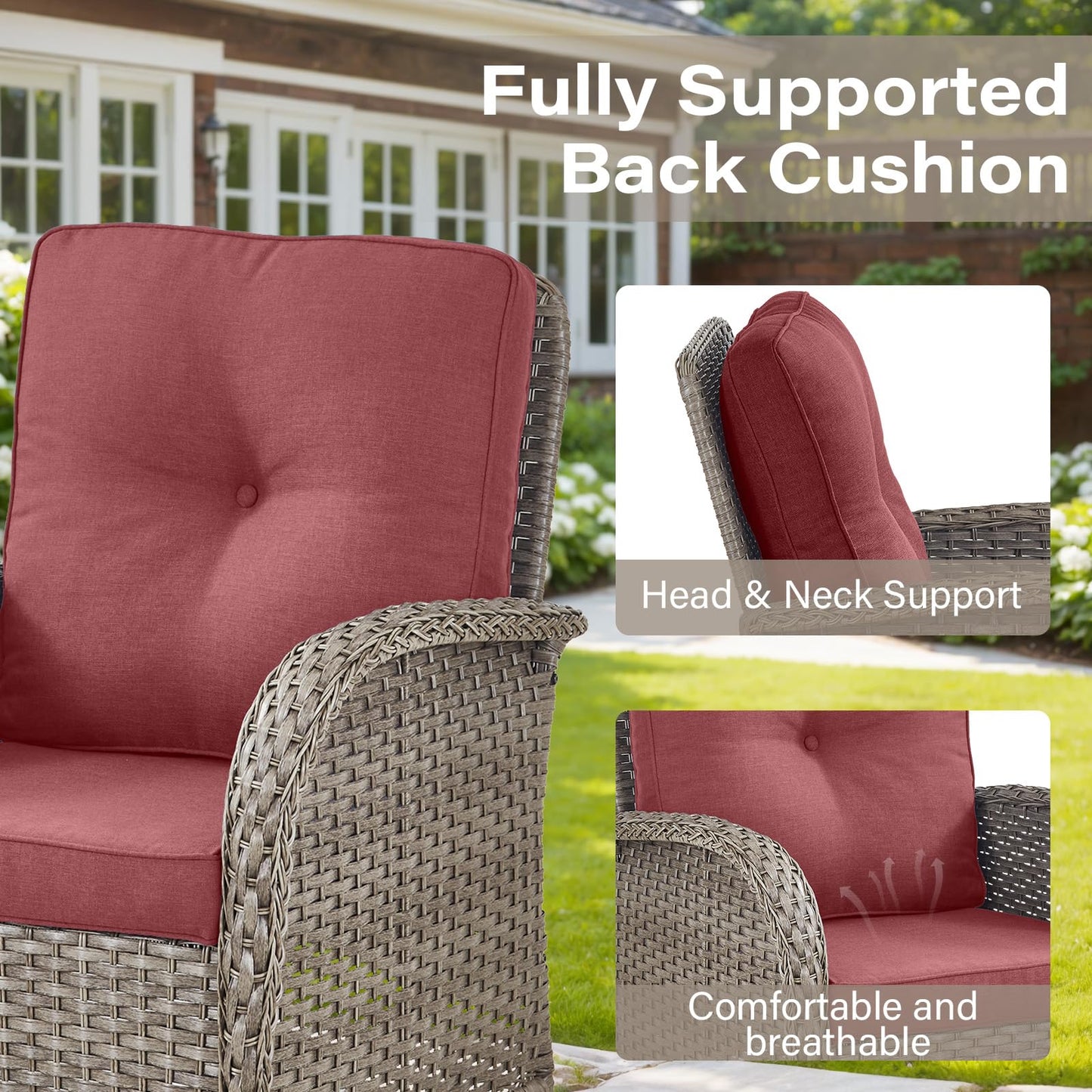 Wicker Rocking Chairs Set with Side Table, NDS Series