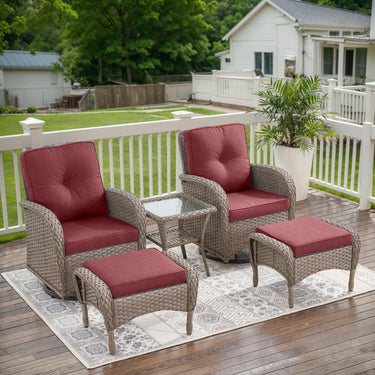 Swivel Glider Chairs Set with Side Table and Ottoman, NDS Series - Belord