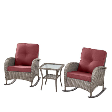Wicker Rocking Chairs Set with Side Table, NDS Series - Belord
