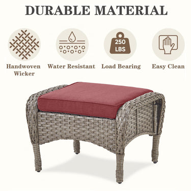 Patio Conversation Set 6-Piece with Glider Loveseat, Rocking Chairs, Side Table, and Ottoman, NDS Series - Belord