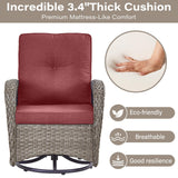 Swivel Glider Chairs Set with Side Table and Ottoman, NDS Series - Belord