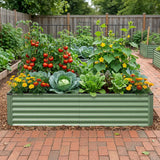 Green galvanized raised garden bed by Belord, 6x3x2 ft outdoor metal planter box for vegetables, herbs, and flowers.