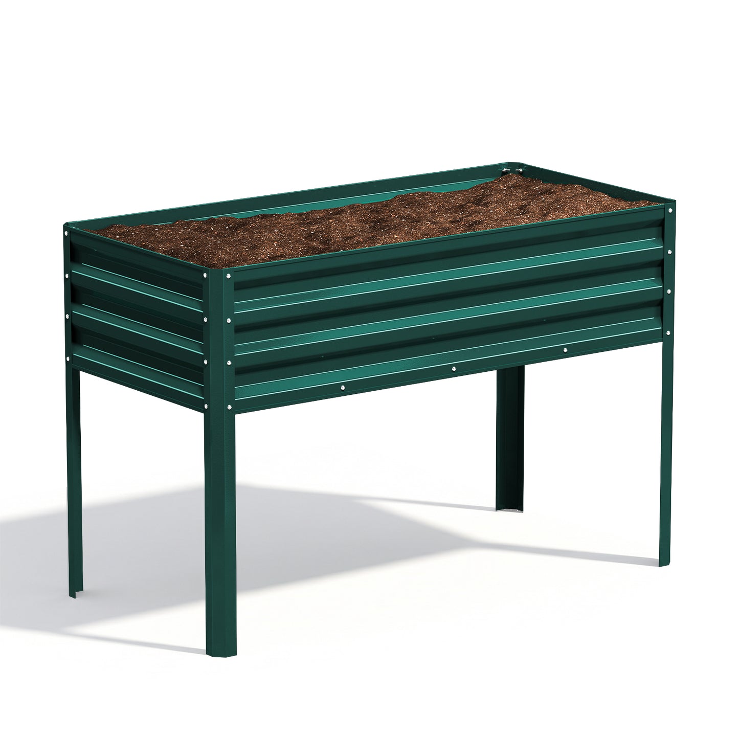 48x30x24in Elevated Raised Garden Bed with Legs, Galvanized Metal Planter for Vegetables, Herbs & Flowers