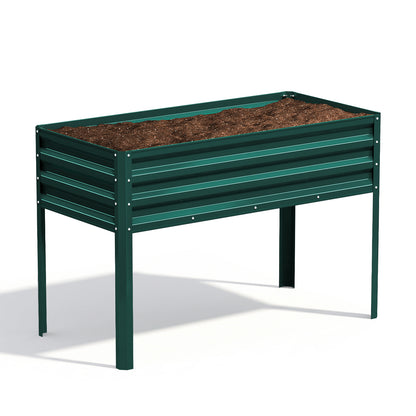 48x30x24in Elevated Raised Garden Bed with Legs, Galvanized Metal Planter for Vegetables, Herbs & Flowers