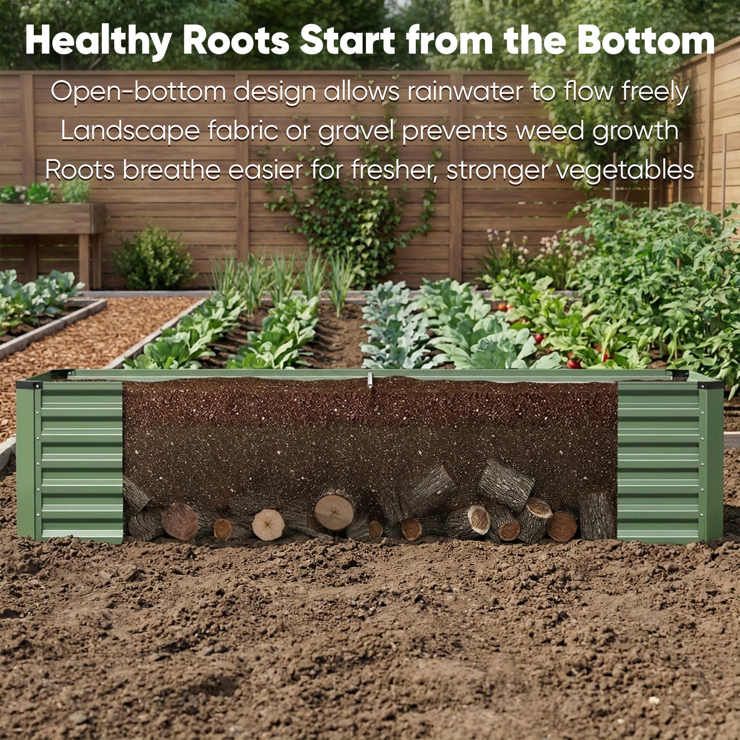 8x4x2ft Deep Galvanized Raised Garden Bed, Outdoor Metal Planter with 479 Gallon Soil Capacity