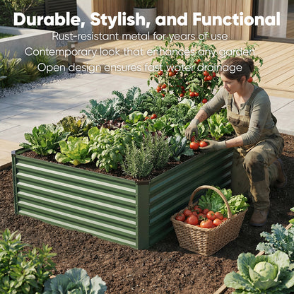 8x4x2ft Deep Galvanized Raised Garden Bed, Outdoor Metal Planter with 479 Gallon Soil Capacity