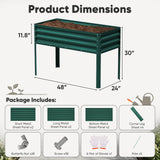 Belord galvanized metal raised garden bed with legs, 48x30x24 inches, ideal for vegetables, herbs, and flowers.